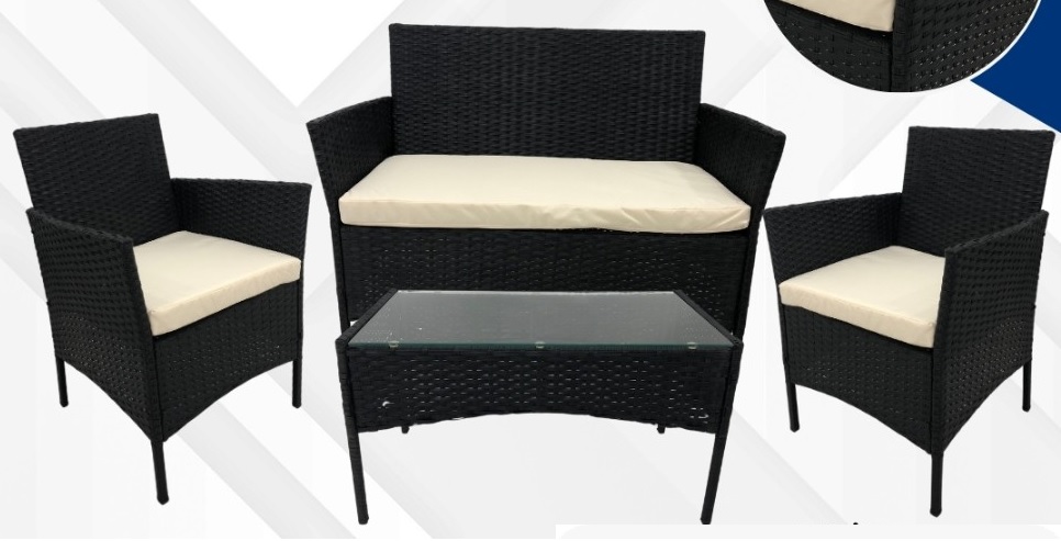 JUEGO DE SOFA 4 PIEZAS COLOR CHOCOLATE OSCURO ESTILO RATTAN
