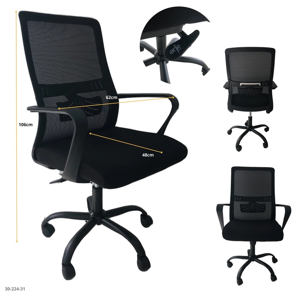 SILLA DE OFICINA NEGRO 62*50*170H-CM