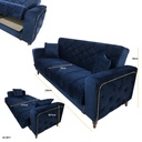 SOFA CAMA MELISA AZUL CON DORADO