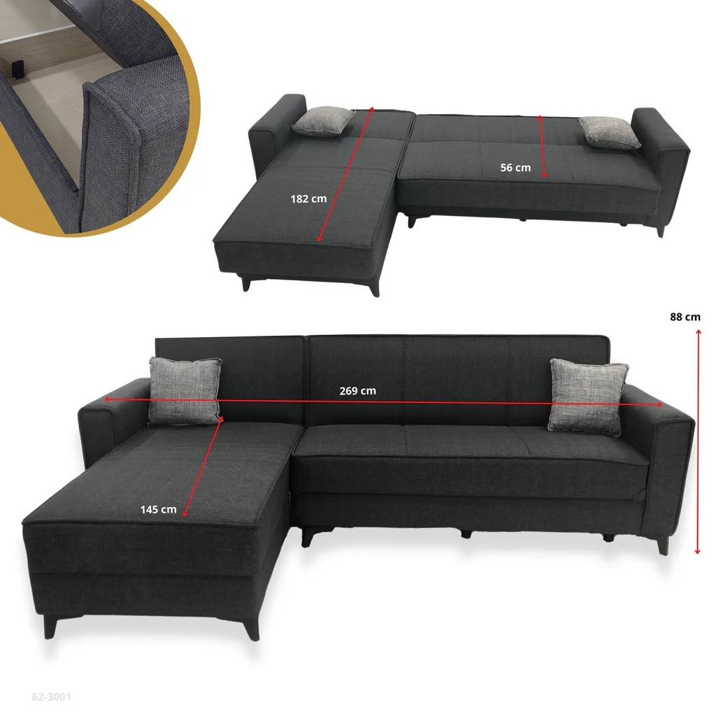 SOFA CAMA ARIS NEGRO