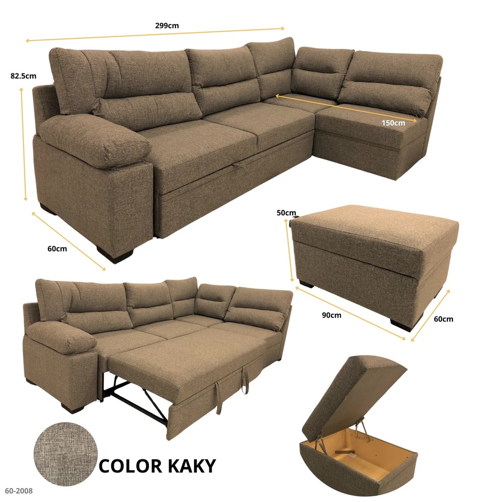 JUEGO SOFA CAMA L SEVILLA PRIME GRANDE KAKY