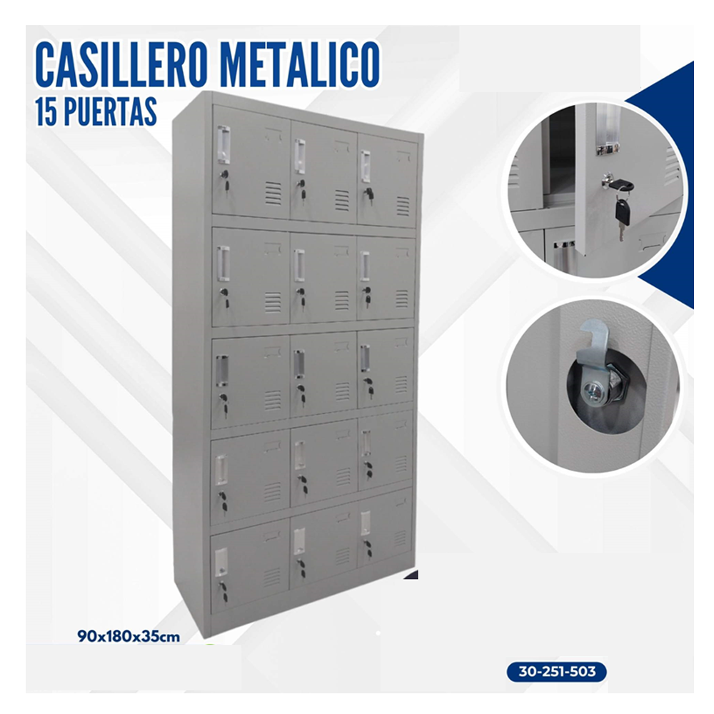 CASILLERO METALICO 15 PUERTAS GRIS