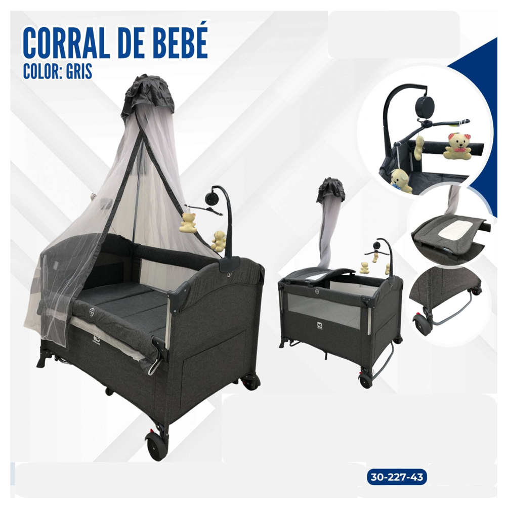 CORRAL DE BEBE GRIS