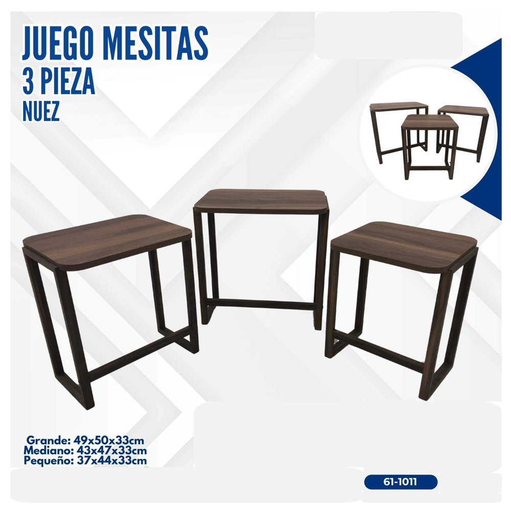 JUEGO DE MESITAS 3 PIEZA NUEZ