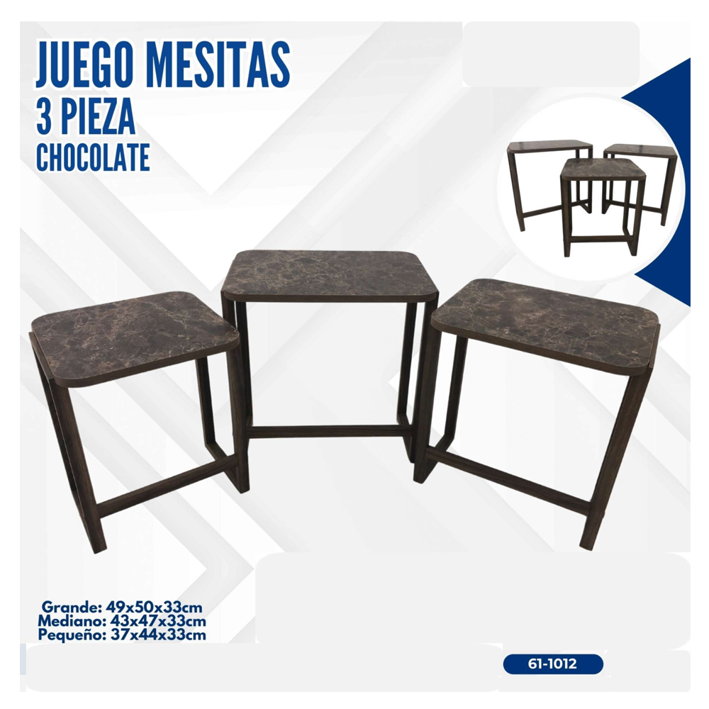 JUEGO DE MESITAS 3 PIEZA CHOCOLATE/NUEZ