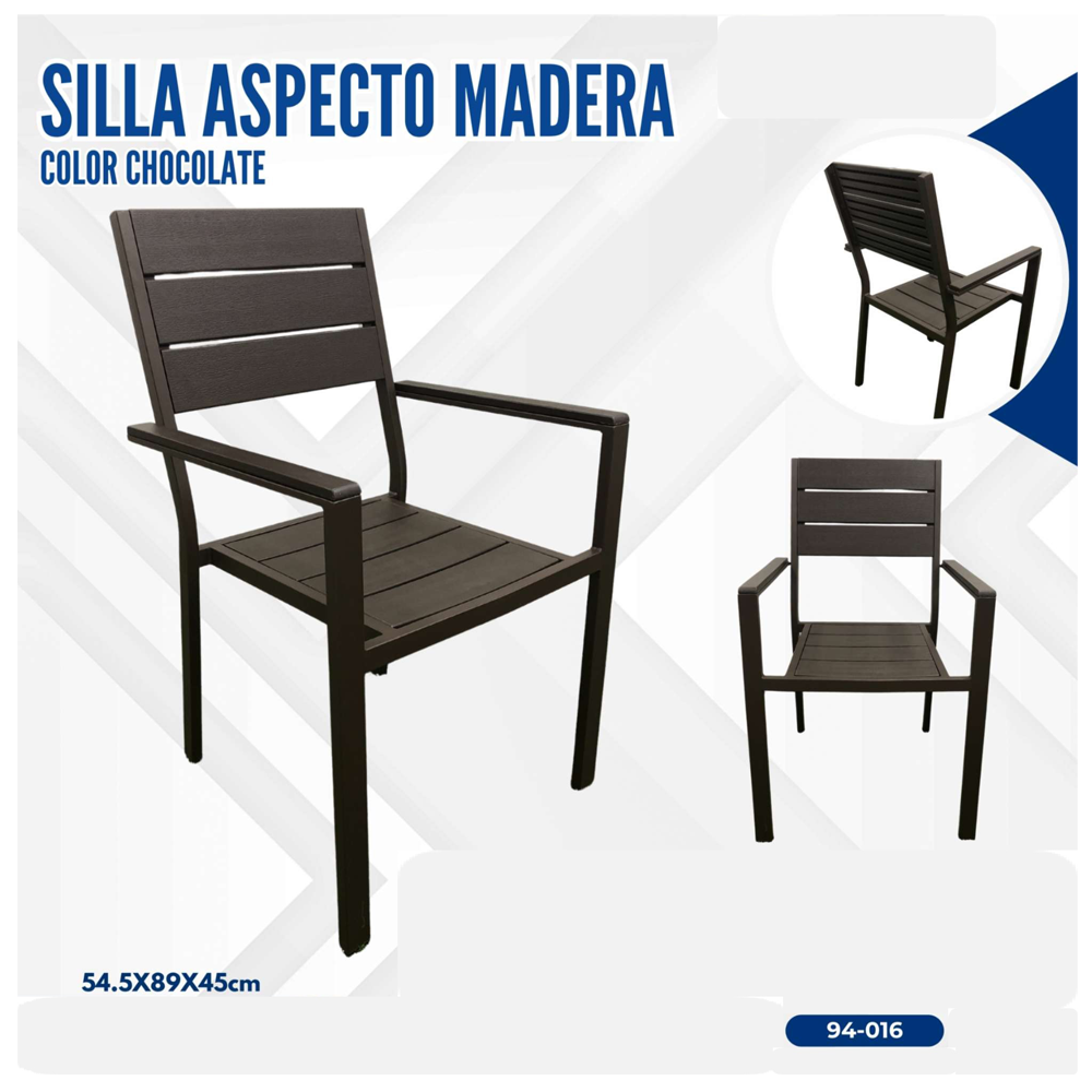 SILLA ASPECTO DE MADERA CHOCOLATE