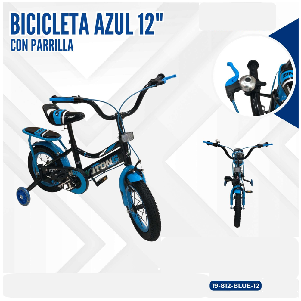 BICICLETA AZUL 12" CON PARRILLA