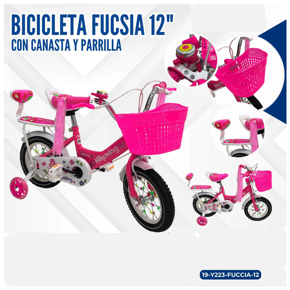 BICICLETA FUCSIA 12" CON CANASTA