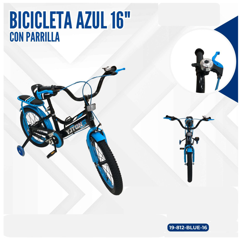 BICICLETA AZUL 16" CON PARRILLA