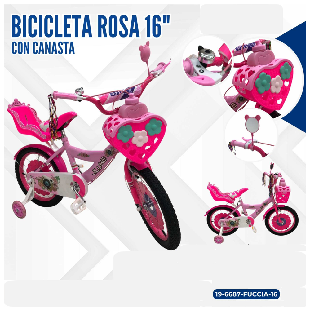 BICICLETA FUCSIA 16" CON CANASTA