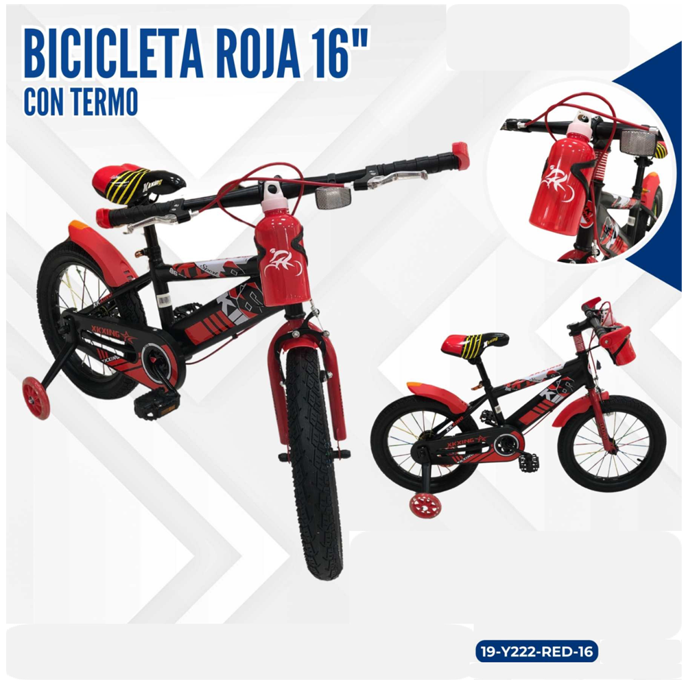 BICICLETA ROJA 16" CON TERMO