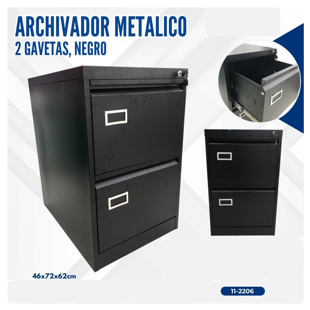 ARCHIVADOR NEGRO 2 GAVETAS