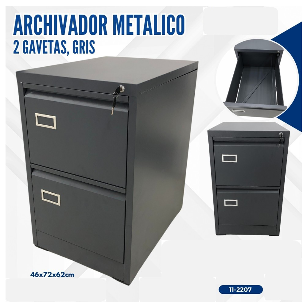 ARCHIVADOR GRIS 2 GAVETAS