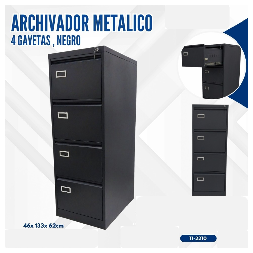 ARCHIVADOR METALICO 4 GAVETAS NEGRO