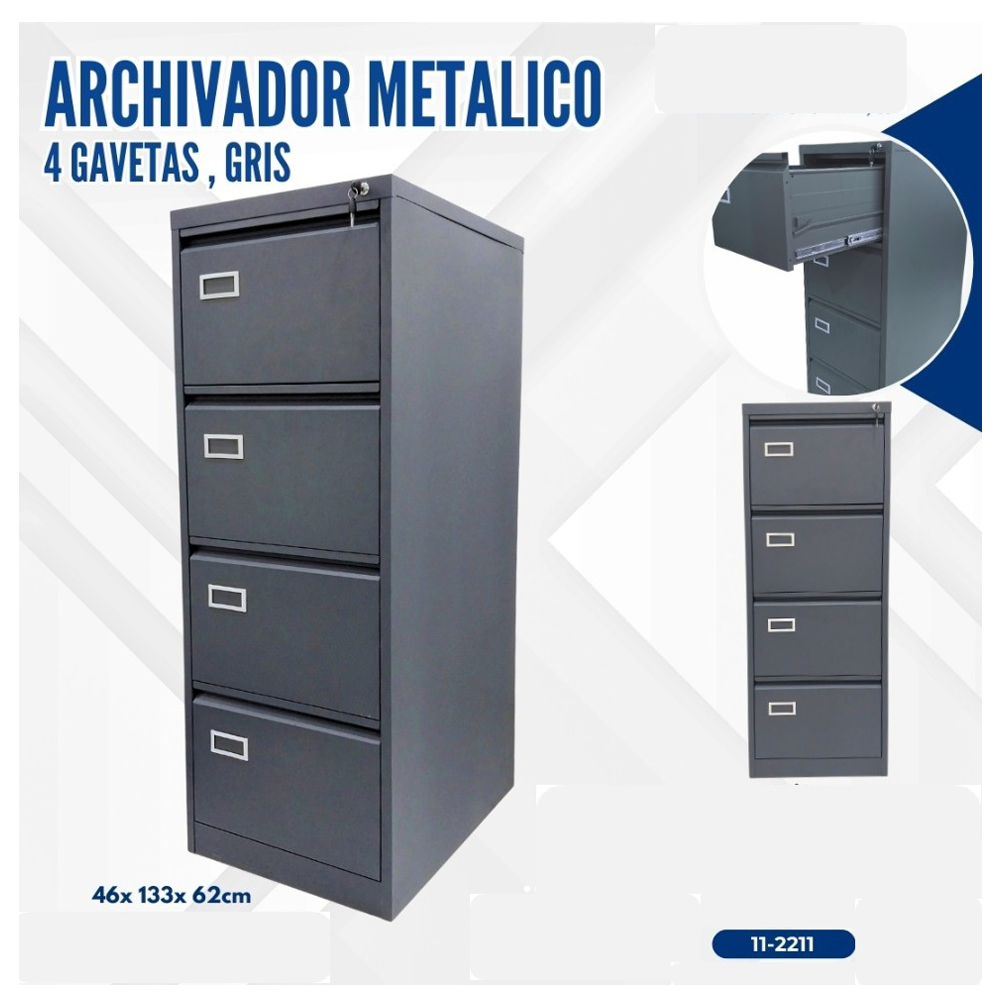 ARCHIVADOR METALICO 4 GAVETAS NEGRO