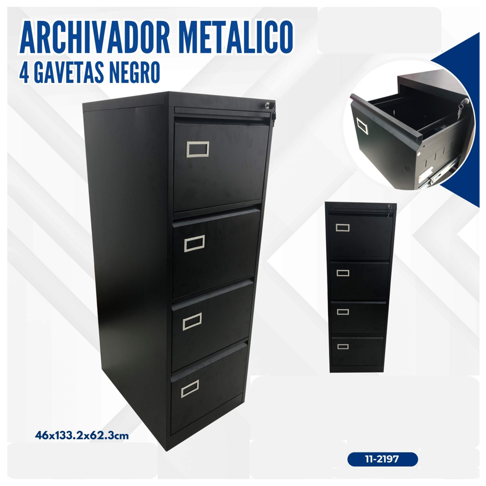 ARCHIVADOR METALICO 4 GAVETAS NEGRO