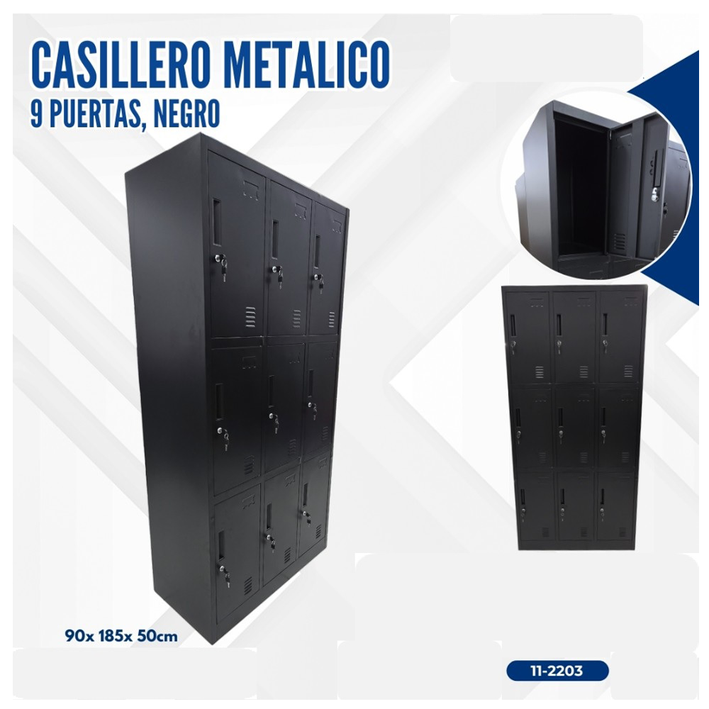 CASILLERO METALICO NEGRO 9 PUERTAS