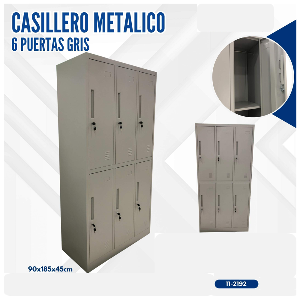 CASILLERO METALICO 6 PUERTAS GRIS