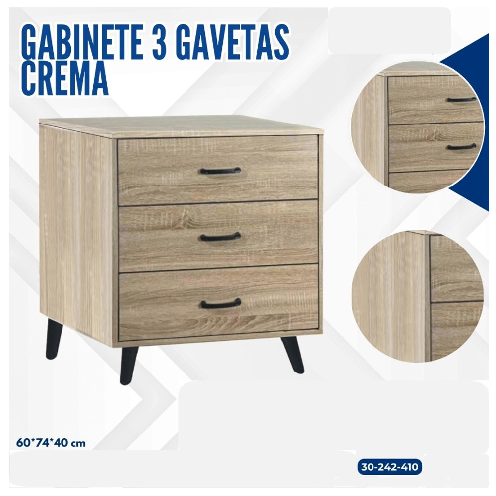 GABINETE 3 GAVETAS CREMA