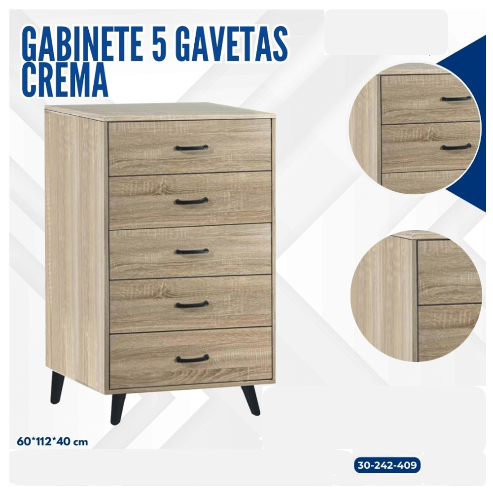 GABINETE 5 GAVETAS CREMA