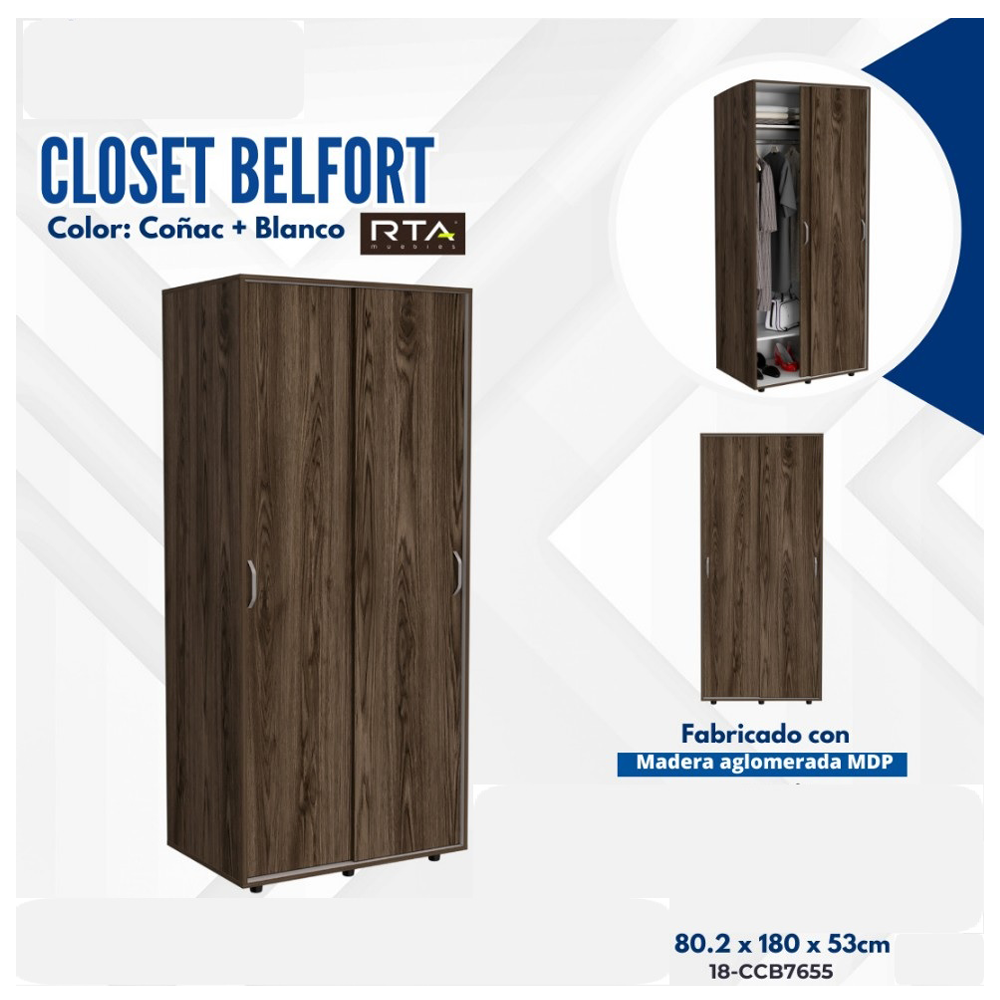 CLOSET BELFORT (2C) COÑAC/BLANCO 180X80.