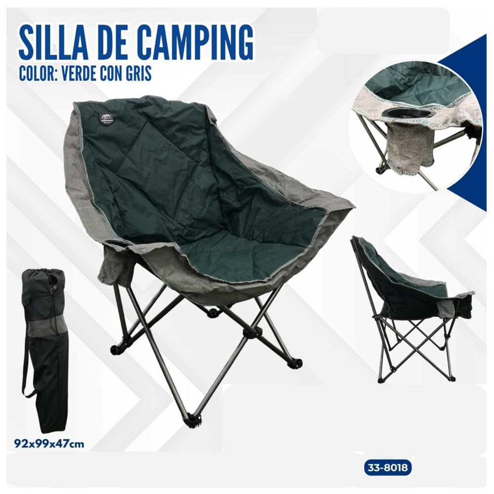 SILLA CAMPING VERDE CON GRIS