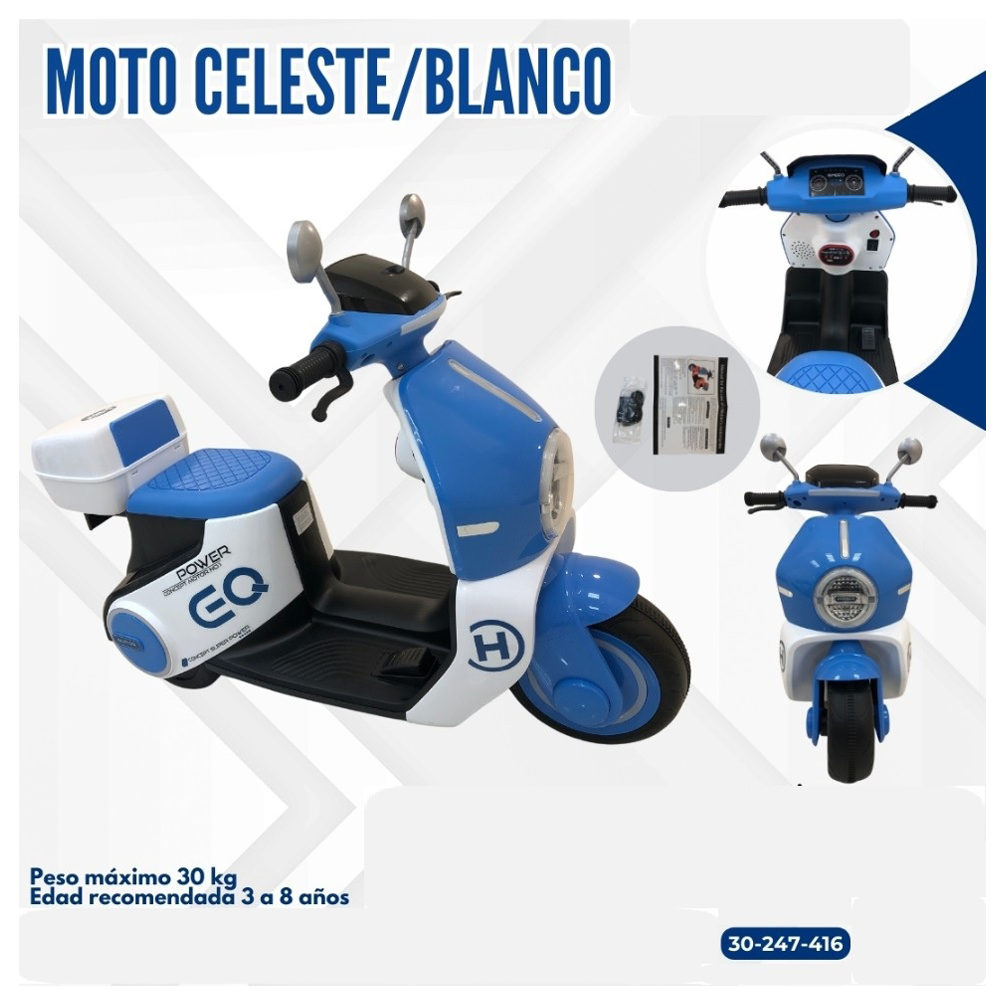 MOTO CELESTE CON BLANCO