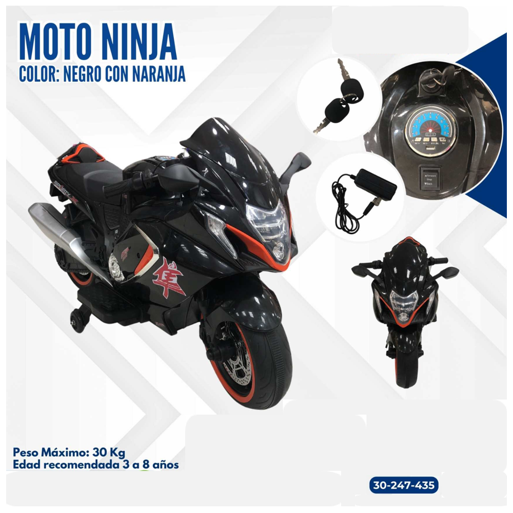 MOTO NINJA NEGRO CON NARANJA