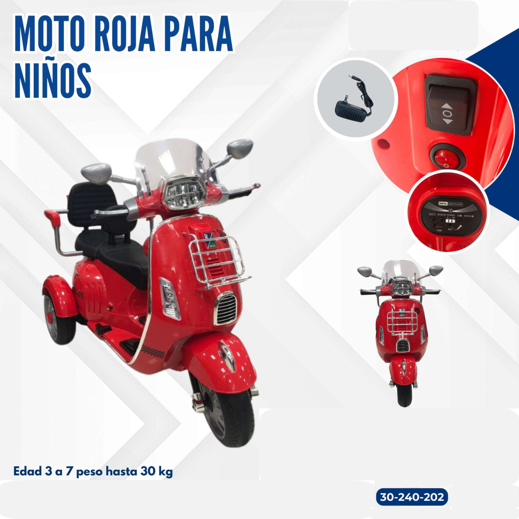 MOTO ROJA PARA NIÑOS