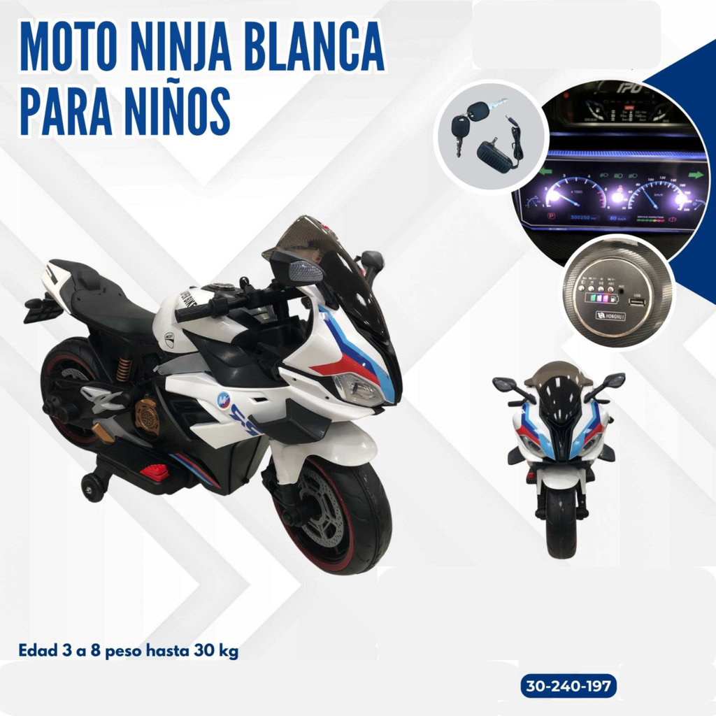 MOTO NINJA BLANCA PARA NIÑOS