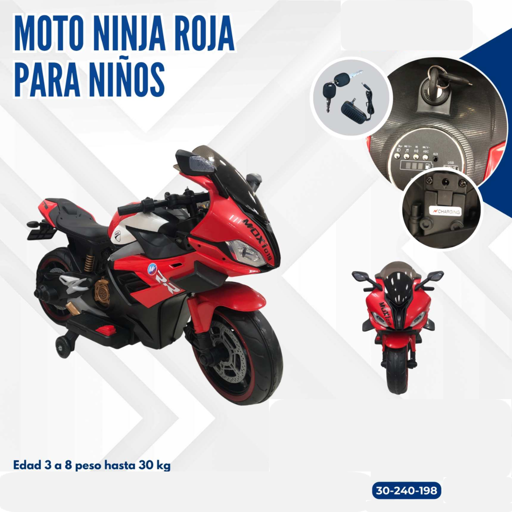 MOTO NINJA ROJA PARA NIÑOS