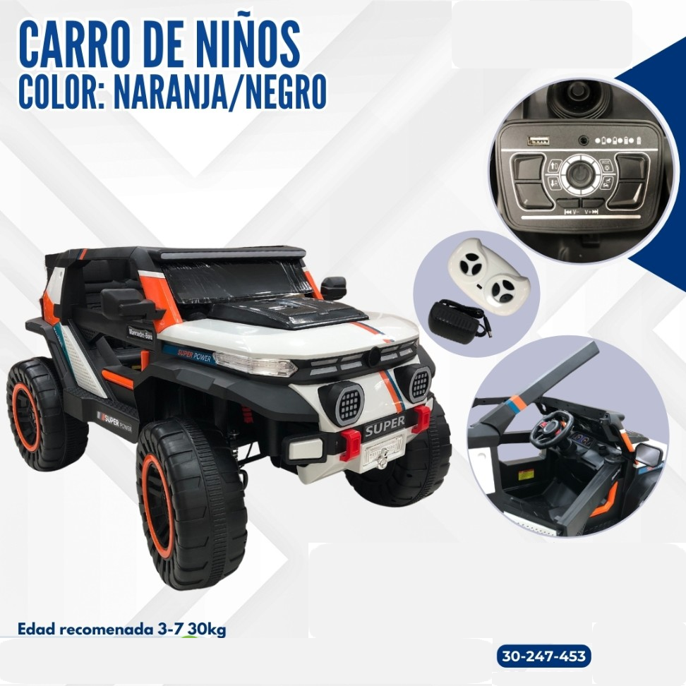 CARRO NARANJA/NEGRO PARA NIÑOS