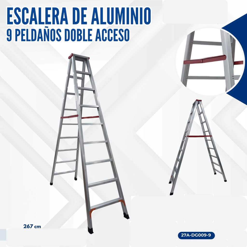 ESCALERA DE ALUMINIO 9 PELDAÑOS