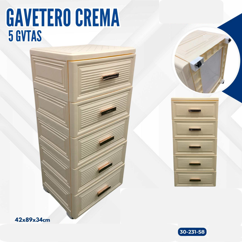 GAVETERO CREMA 5 GAVETAS