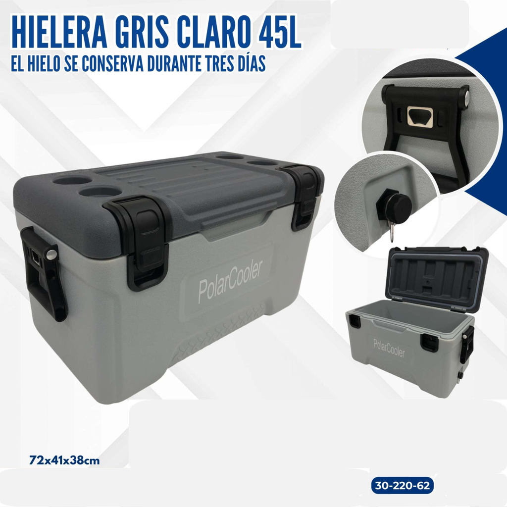 HIELERA GRIS CLARO 45L