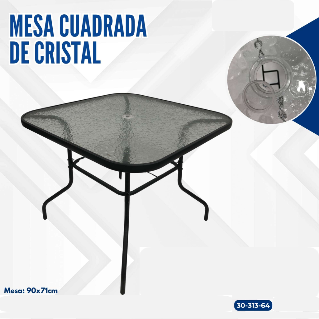 MESA CUADRADA DE CRISTAL 90X90CM