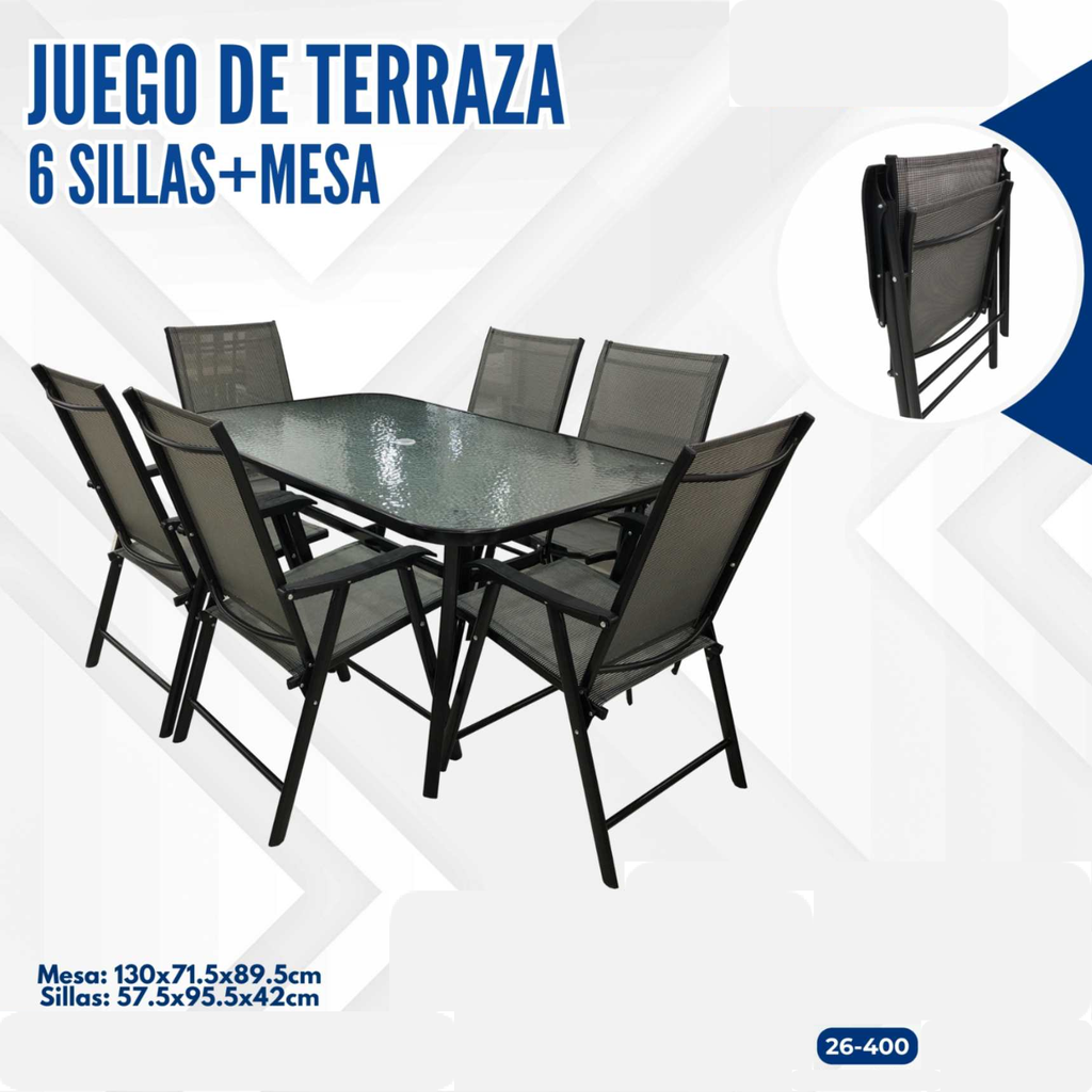 JUEGO DE TERRAZA 6 SILLAS + MESA