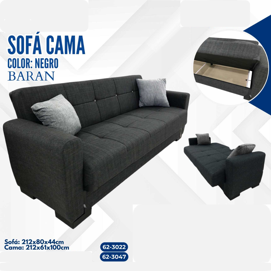 SOFA CAMA BARAN NEGRO