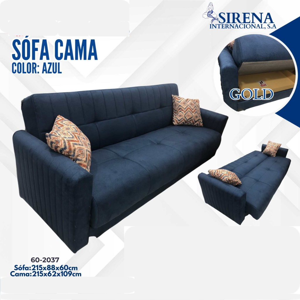 SOFA CAMA GOLD AZUL