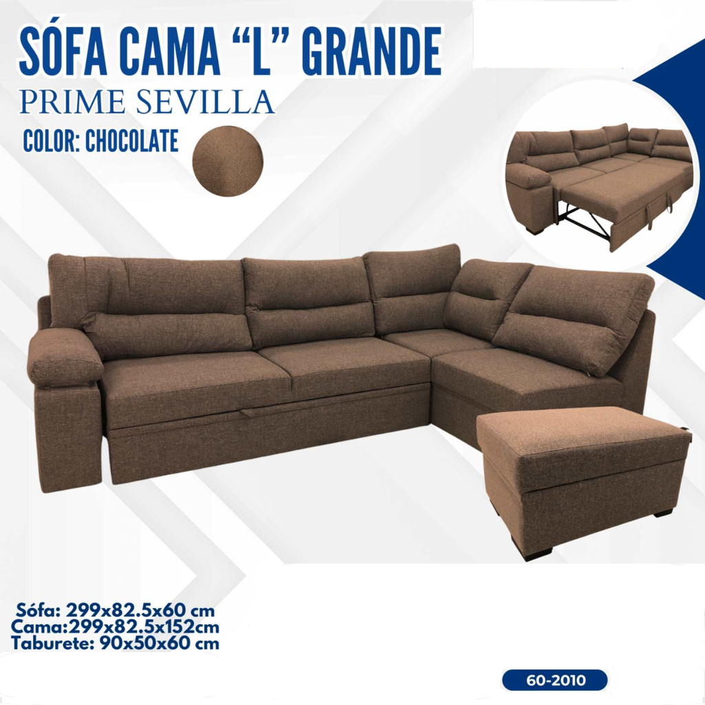 JUEGO SOFA CAMA L SEVILLA PRIME GRANDE CHOCOLATE