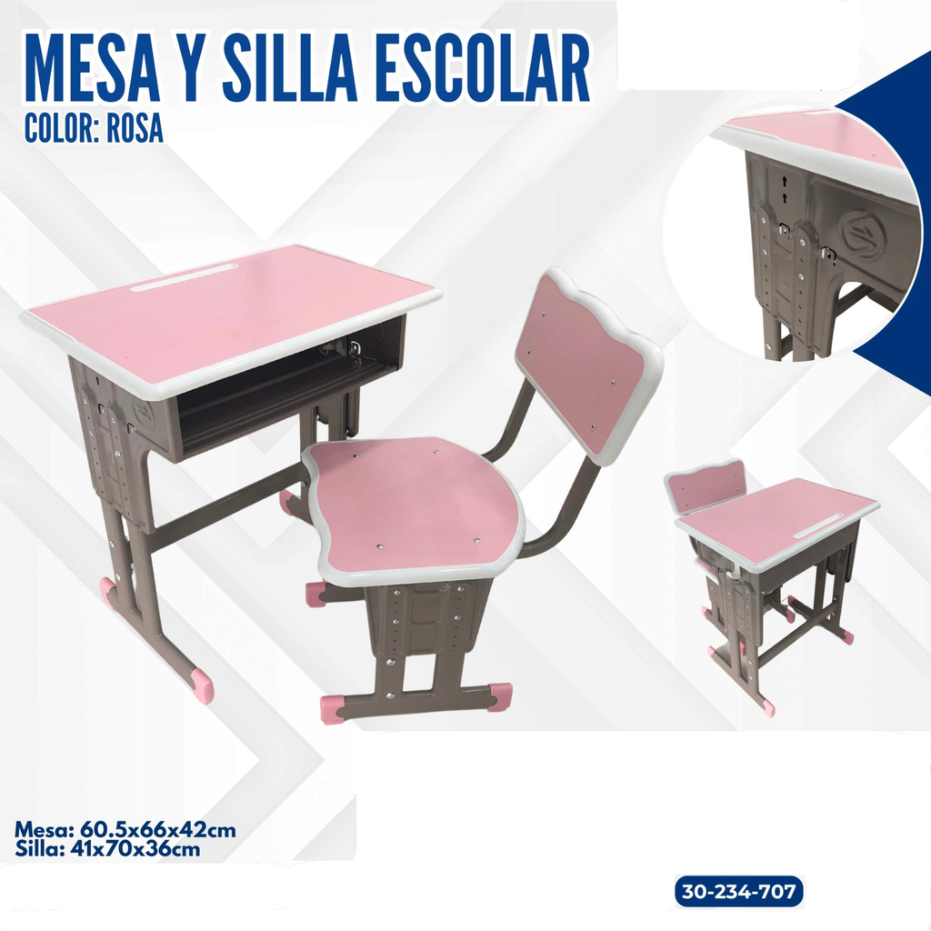 MESA Y SILLA ESCOLAR ROSA