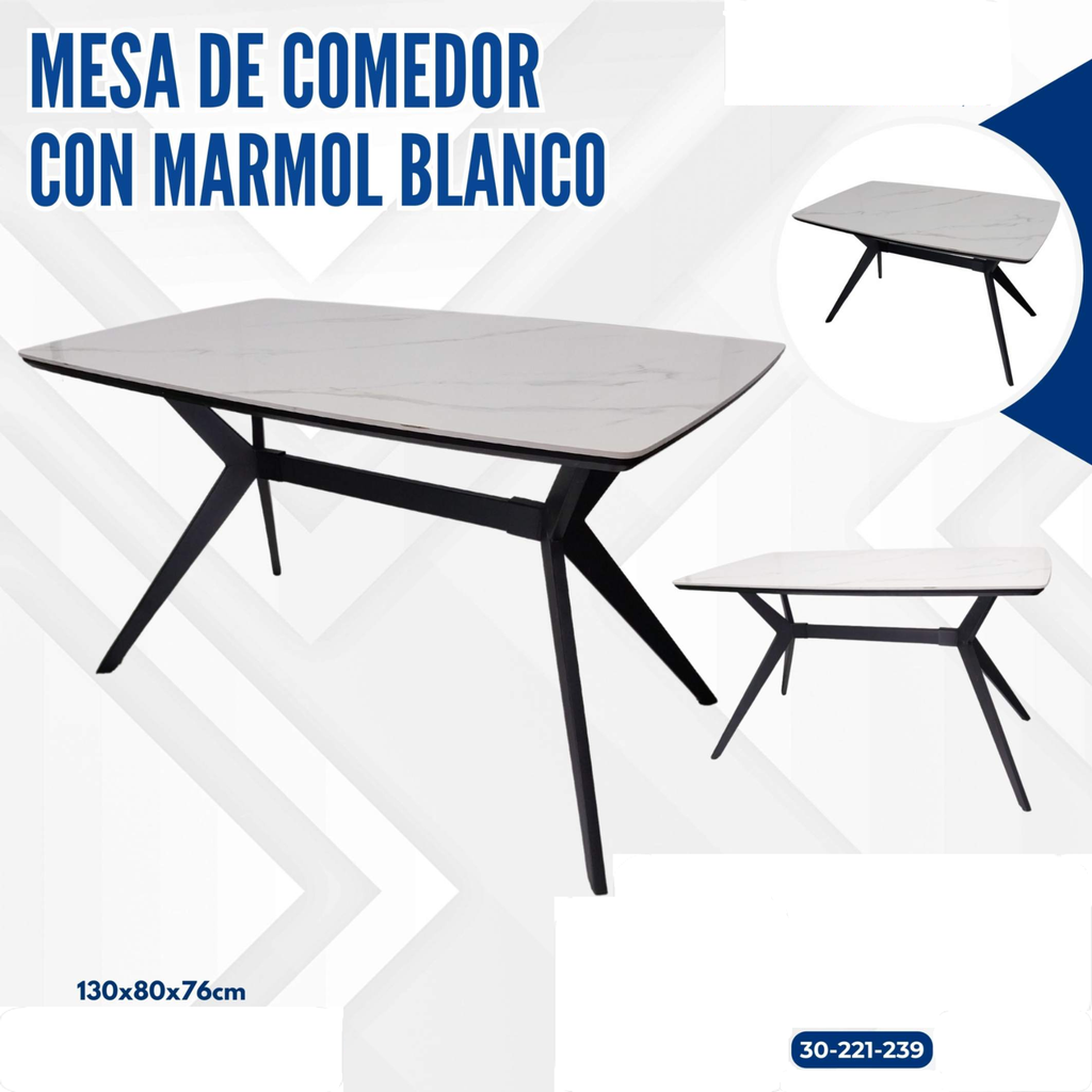 MESA DE COMEDOR CON MARMOL BLANCO 130*80