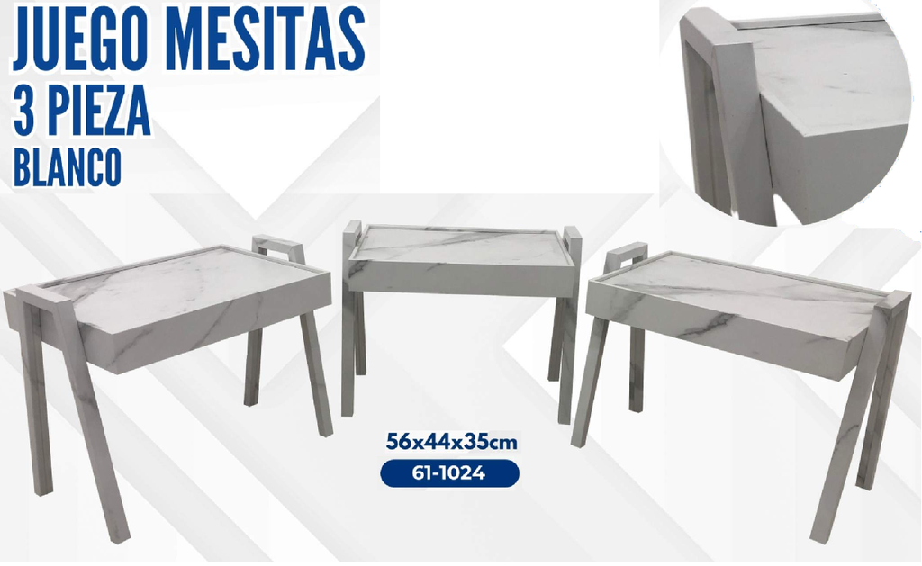 JUEGO DE MESITAS 3 PIEZA BLANCO