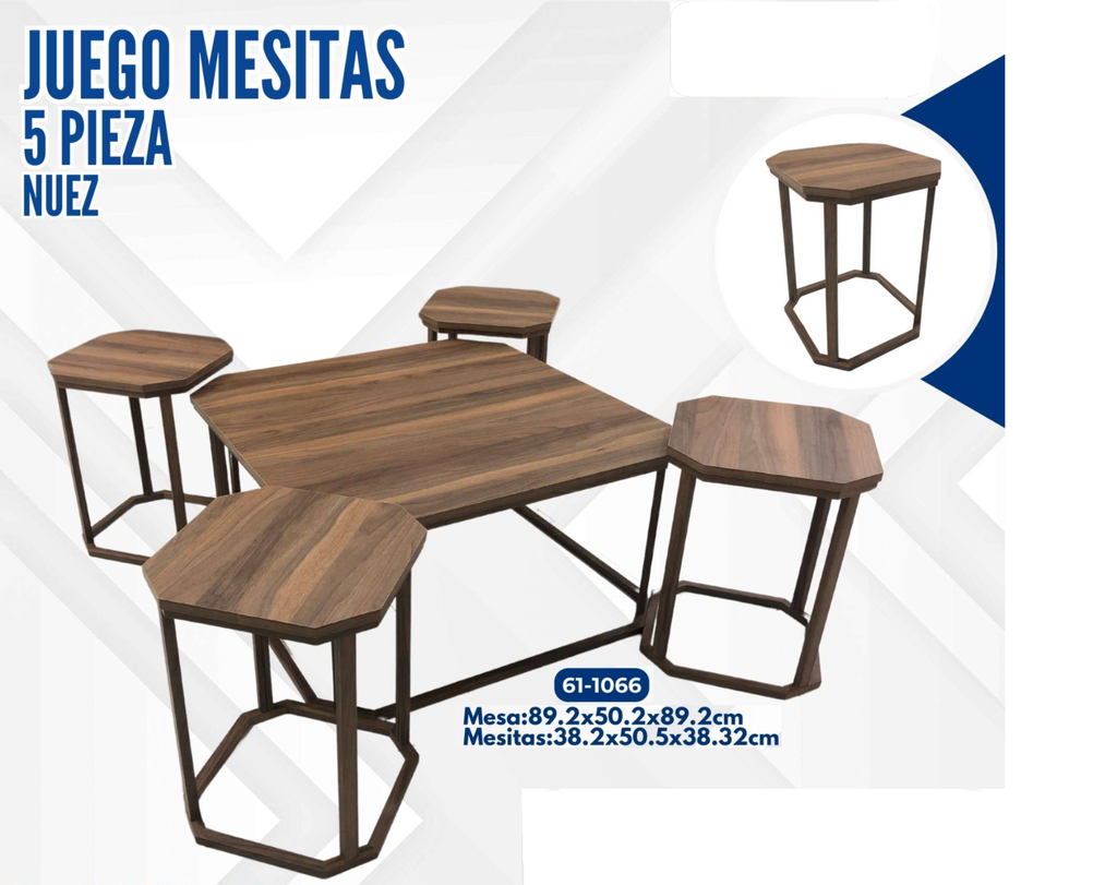 JUEGO DE MESITAS 5 PIEZAS NUEZ