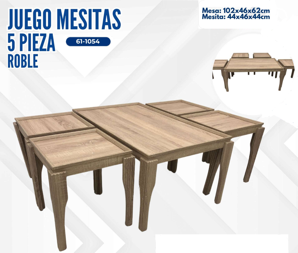 JUEGO DE MESITAS 5 PIEZA ROBLE