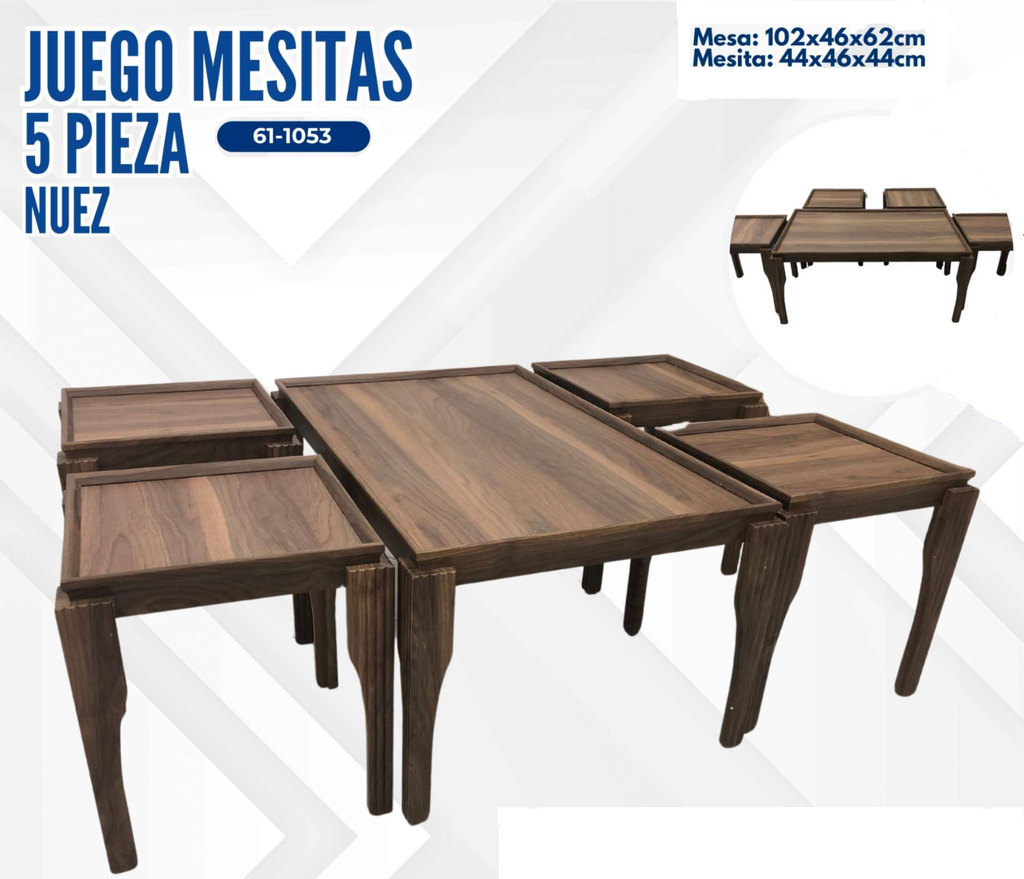 JUEGO DE MESITAS 5 PIEZA NUEZ