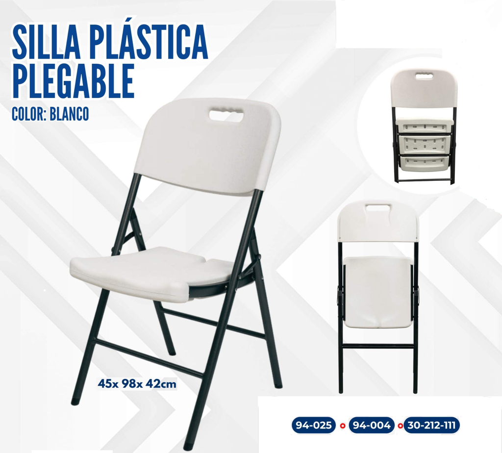 SILLA PLASTICA PLEGABLE BLANCO