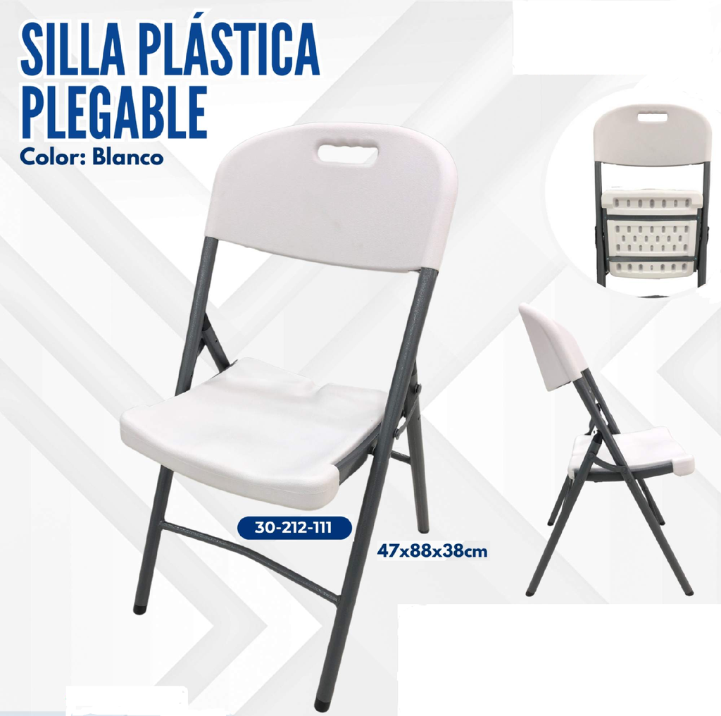 SILLA PLASTICA PLEGABLE BLANCO