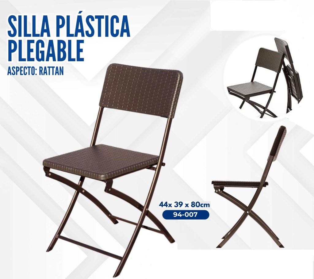 SILLA PLASTICA PLEGABLE RATTAN CHOCOLATE