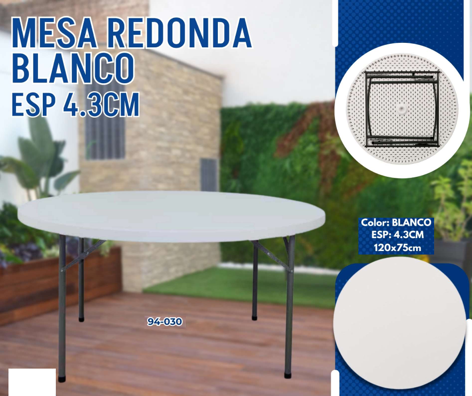 MESA REDONDA BLANCO ESP 4.3 CM